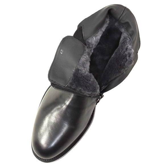ALBERTO CICCIOLI ?? MEN\'S BLACK SOFT LEATHER COMFORT WINTER ANKLE BOOTIE main image 6